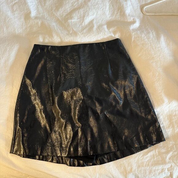 Abercrombie and Fitch Vegan Leather Mini Skirt (Navy) XS - Picture 1 of 4